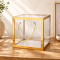 Clear Transparent Gift Box with Frame and Rope Handle for Hampers, Wedding Gifts, Return Gifts, Chocolates, Dry Fruits, Cosmetics, Baby Shower, Festive Gifting & Premium Gift Packaging (21 cm x 21 cm x 21 cm size) - Image 1