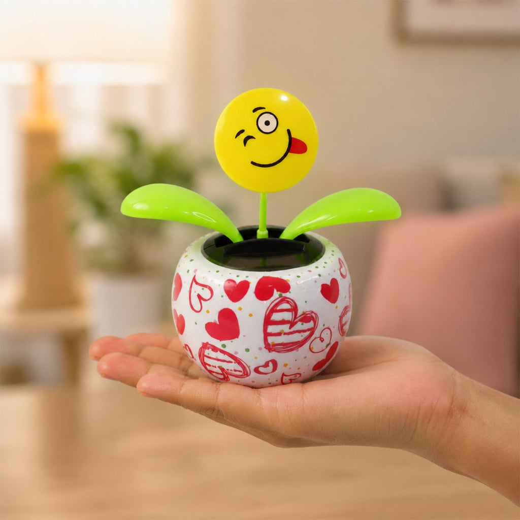 Solar Dancing Flower Toy With Pot For Car Dashboard And Desk Decor (1 Pc)