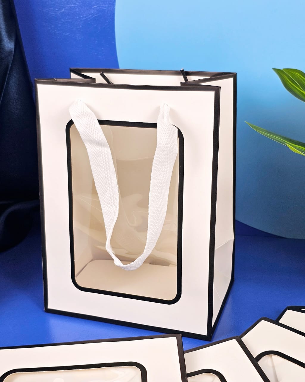 Small size Transparent Bag Goodie Bags With Handle Gift Bag,Hamper Bag,Carry Bags,Shopping Gift Bag,Gift For Gifting,Presents,Return Gifts,Birthday,Party,Wedding,Festivals,Events. - Image 1