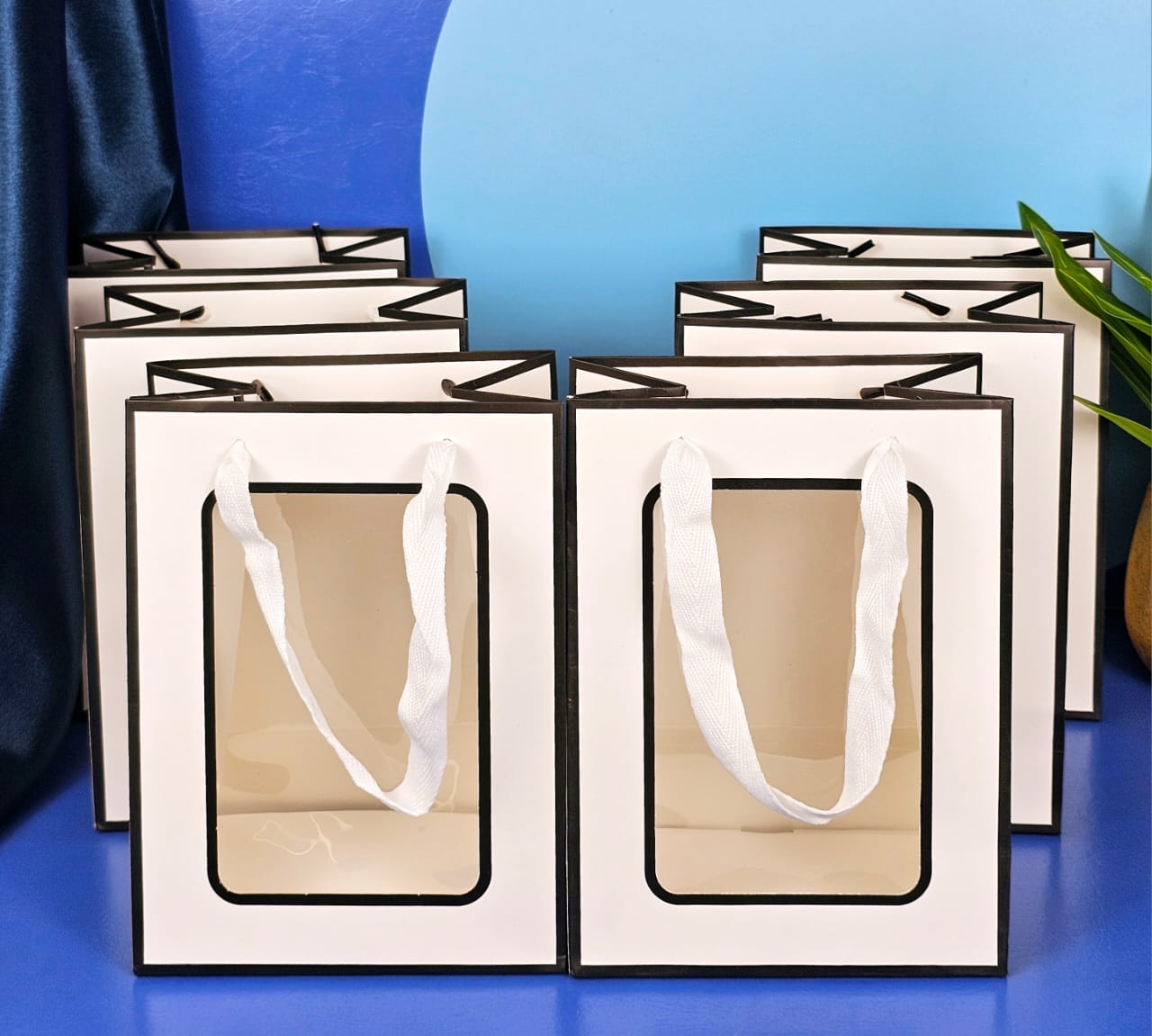 Small size Transparent Bag Goodie Bags With Handle Gift Bag,Hamper Bag,Carry Bags,Shopping Gift Bag,Gift For Gifting,Presents,Return Gifts,Birthday,Party,Wedding,Festivals,Events. - Image 2