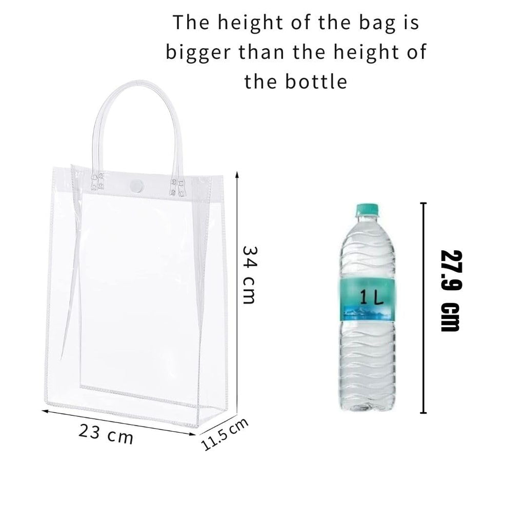 Large Transparent PVC Plastic Bag Goodie Bags With Handle Gift bag, Carry Bags, gift bag, gift for Gifting, Return Gifts, Birthday, Wedding, Party, Festivals, Events (Large)(34 x 23 x 11.5 cm)