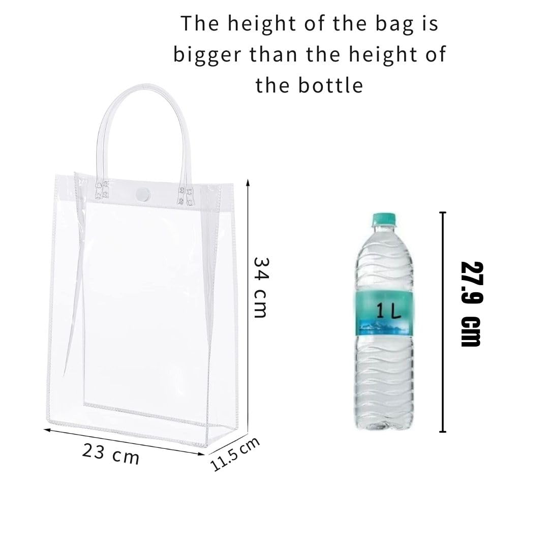 Large Transparent PVC Plastic Bag Goodie Bags With Handle Gift bag, Carry Bags, gift bag, gift for Gifting, Return Gifts, Birthday, Wedding, Party, Festivals, Events (Large)(34 x 23 x 11.5 cm)