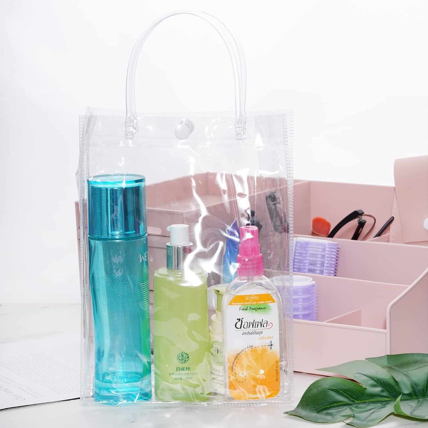 Large Transparent PVC Plastic Bag Goodie Bags With Handle Gift bag, Carry Bags, gift bag, gift for Gifting, Return Gifts, Birthday, Wedding, Party, Festivals, Events (Large)(34 x 23 x 11.5 cm)