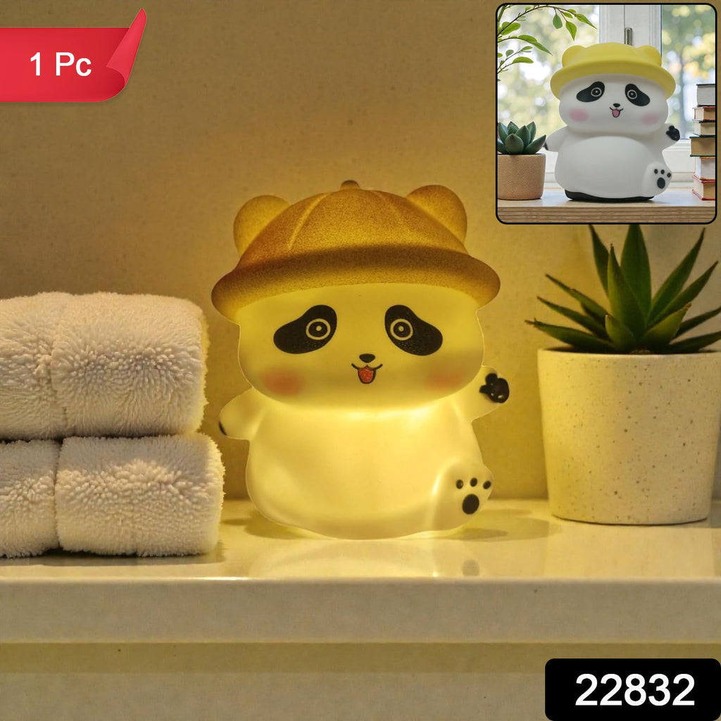 Panda With Hat Led Night Light Cute Silicone Bedside Lamp For Kids (1 Pc)