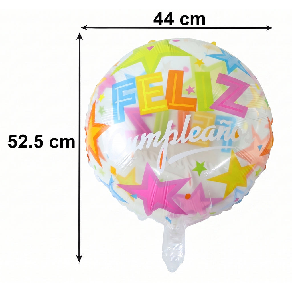 Colorful Feliz Cumpleanos Round Foil Balloon (1 Pc)