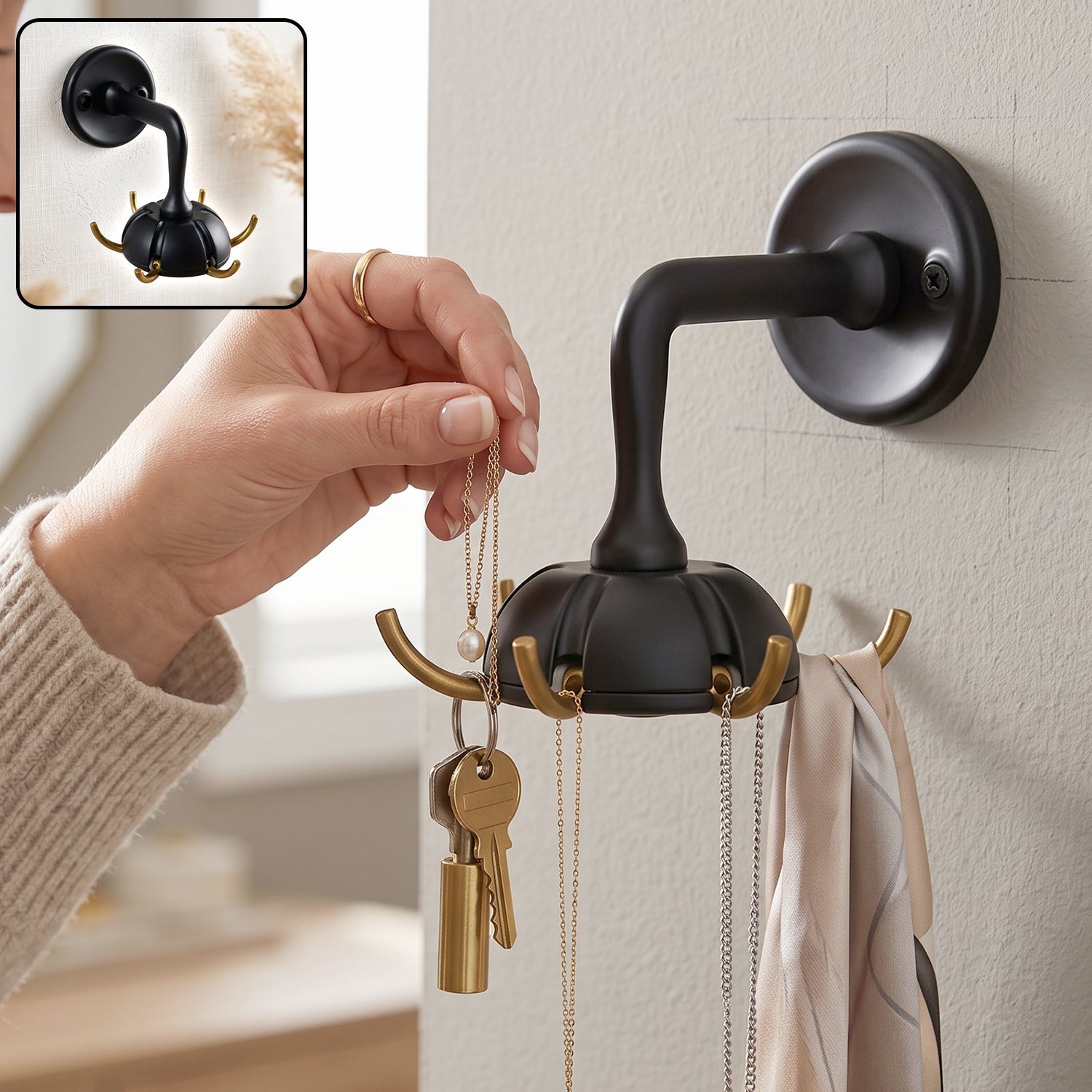 Heavy Duty Wall Mounted Multi Hook For Keys Bags Clothes Jewellery (1 Pc)