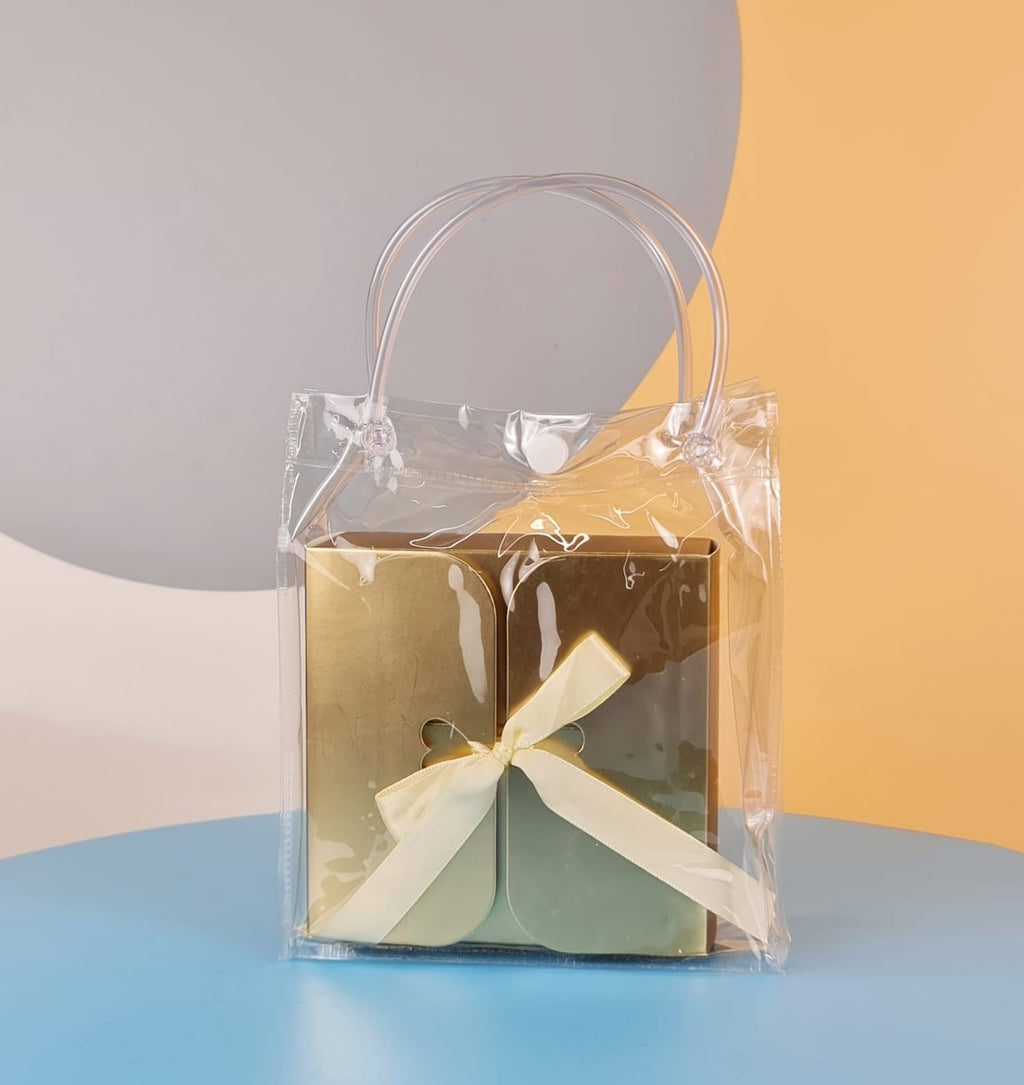 Transparent Bag With Folding Golden Box For Event, Return Gift in Party, Birthday,Gift Boxes with Ribbon, Perfect for Packing Chocolate, Dry Fruits For Gifting. - Image 6