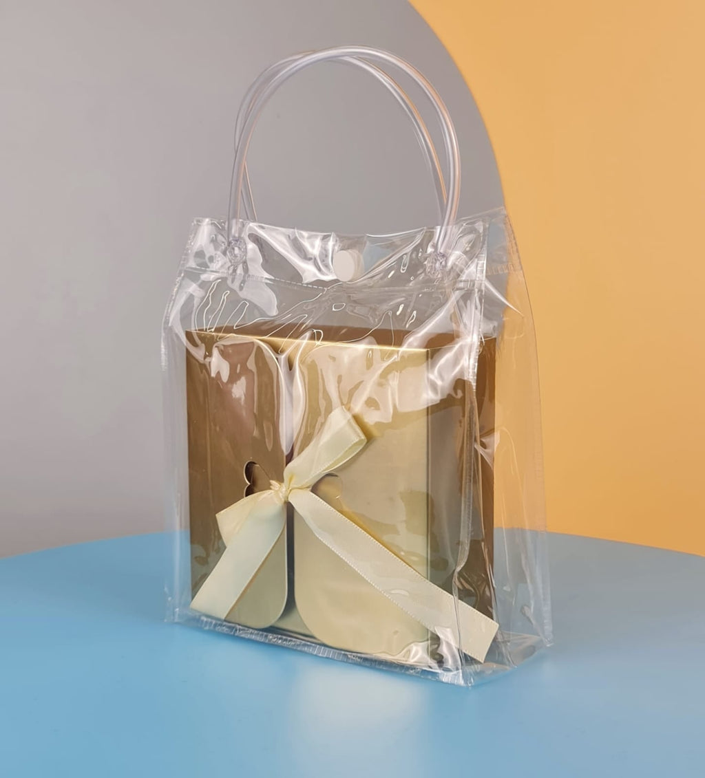 Transparent Bag With Folding Golden Box For Event, Return Gift in Party, Birthday,Gift Boxes with Ribbon, Perfect for Packing Chocolate, Dry Fruits For Gifting. - Image 3
