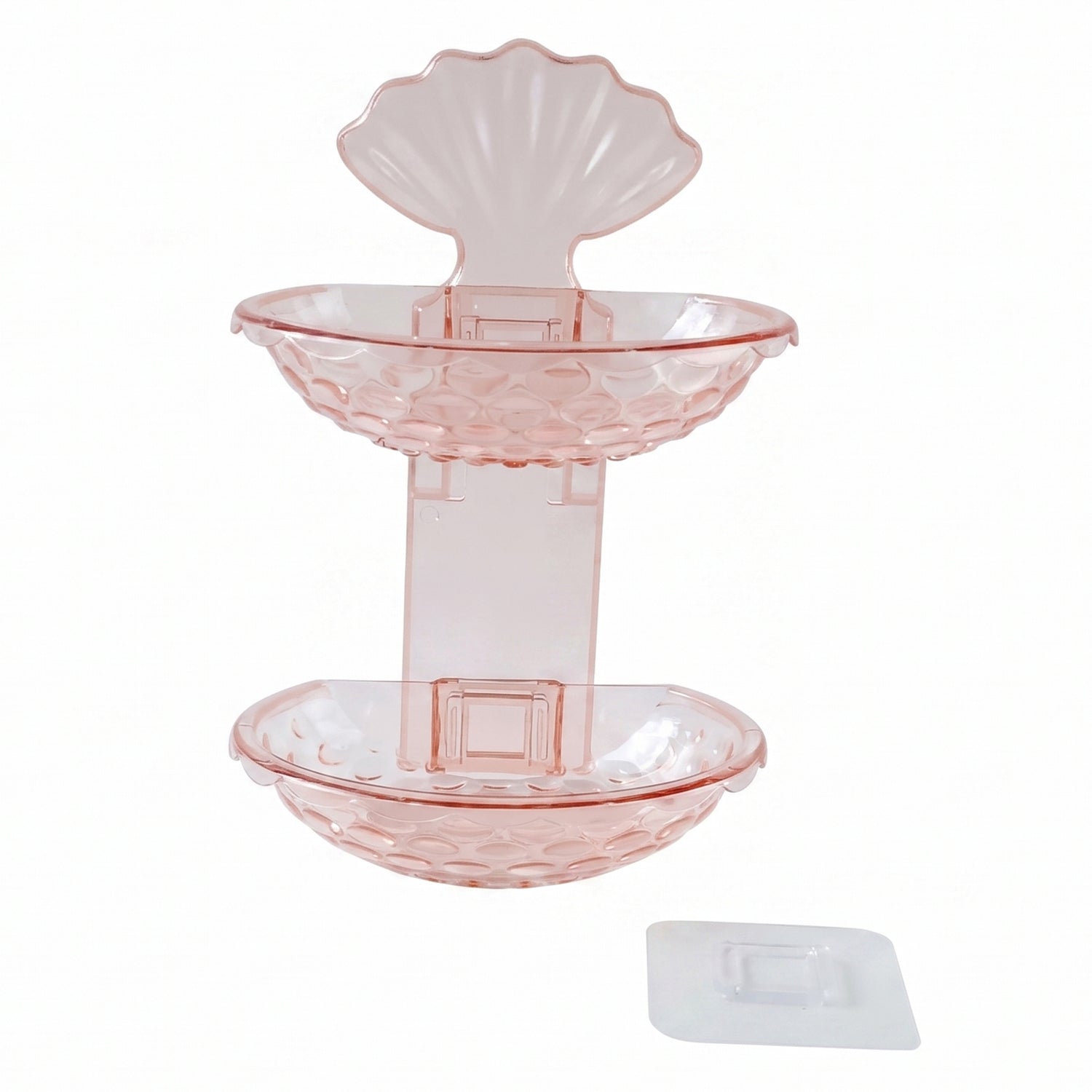 2 In 1 Double Layer Plastic Soap Dish Holder Wall Mounted Self Adhesive (1 Pc)