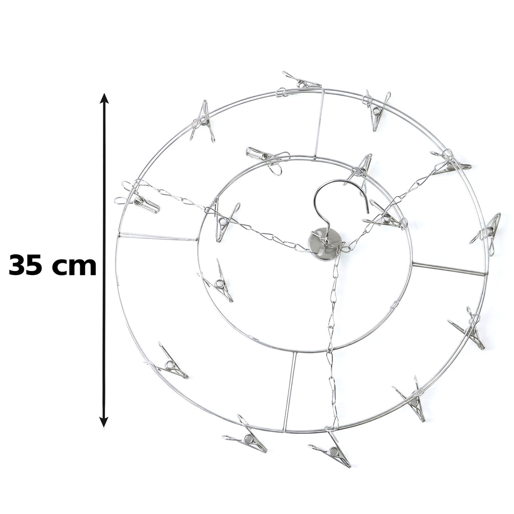 Stainless Steel Round Multi Clip Drying Hanger For Socks And Underwear (1 Pc)