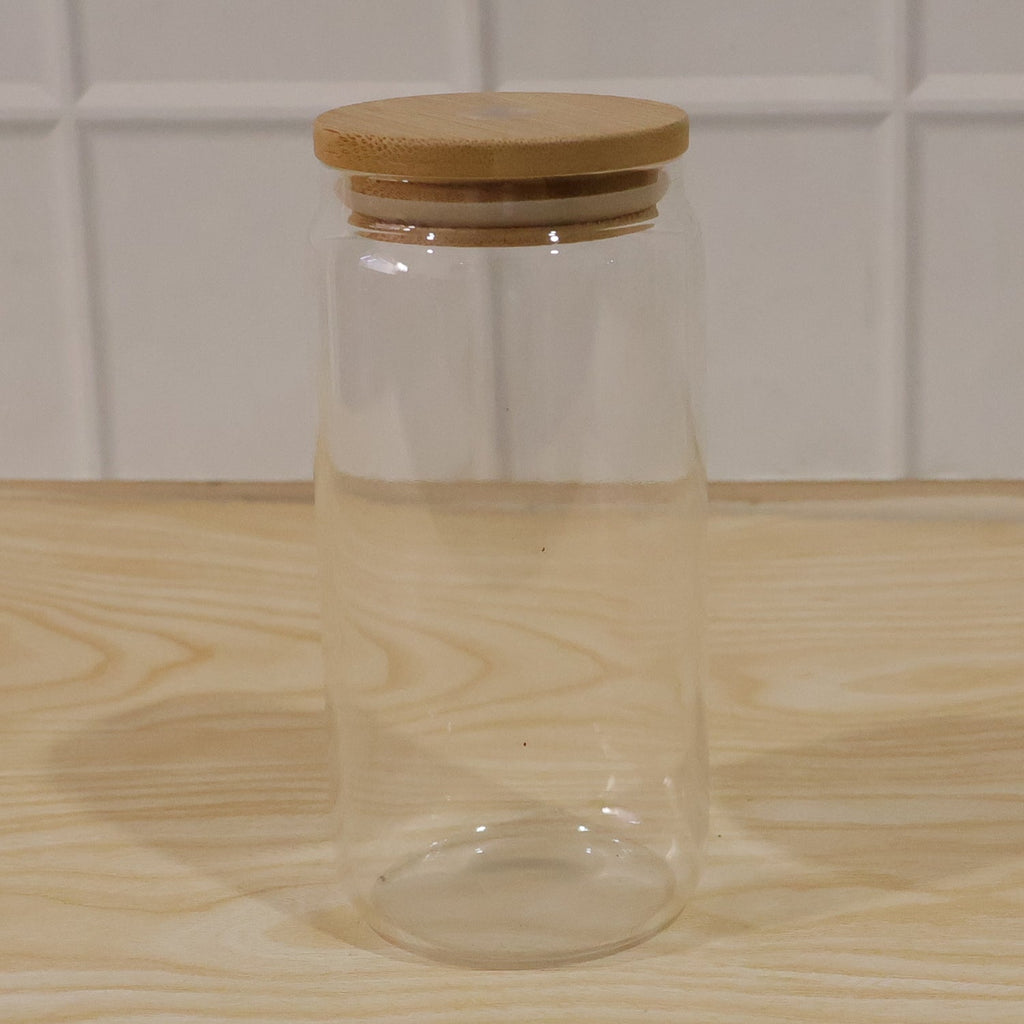 Airtight Glass Storage Jar With Bamboo Wooden Lid For Kitchen Canister (1 Pc)