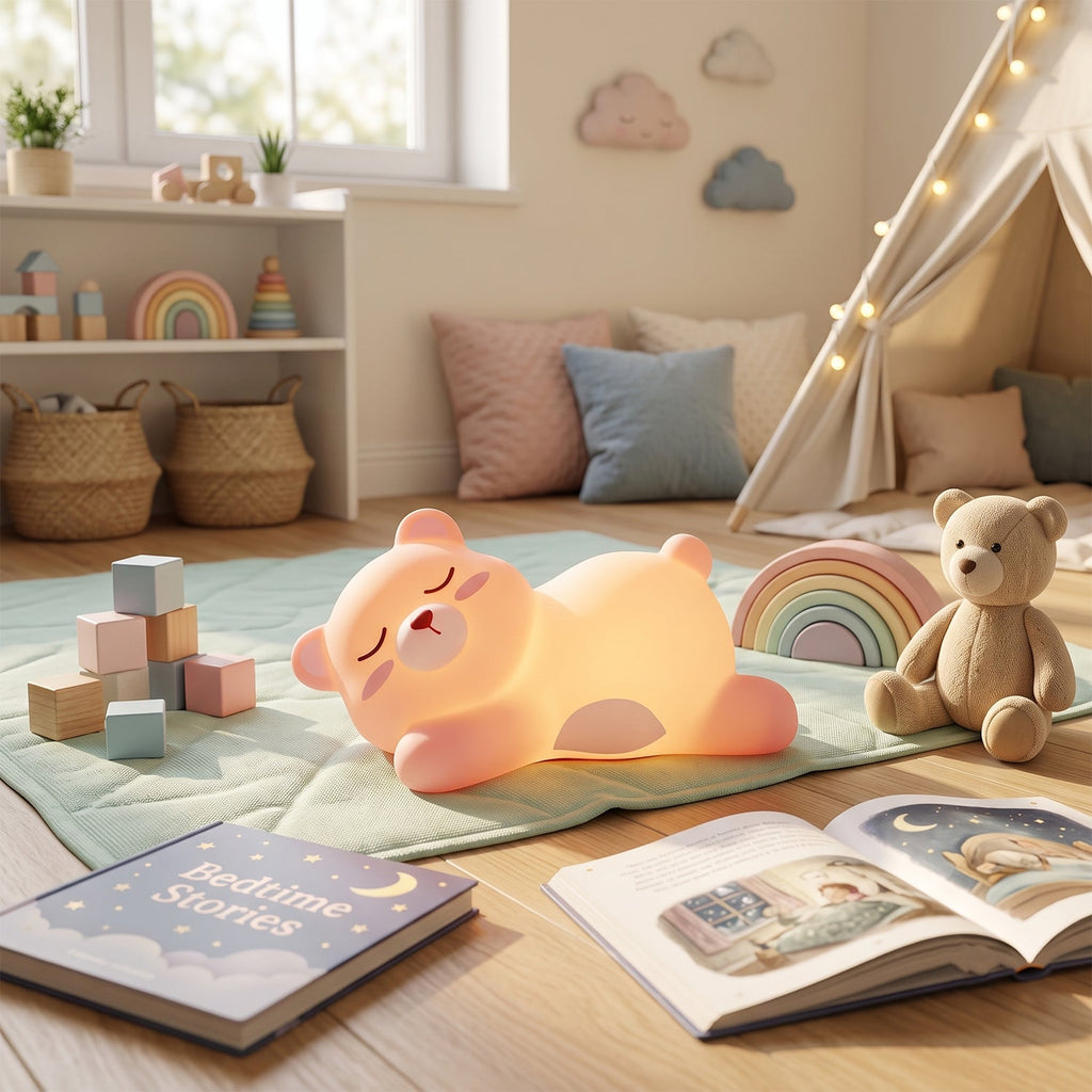 Sleeping Bear Led Night Light Cute Silicone Bedside Lamp For Kids (1 Pc)