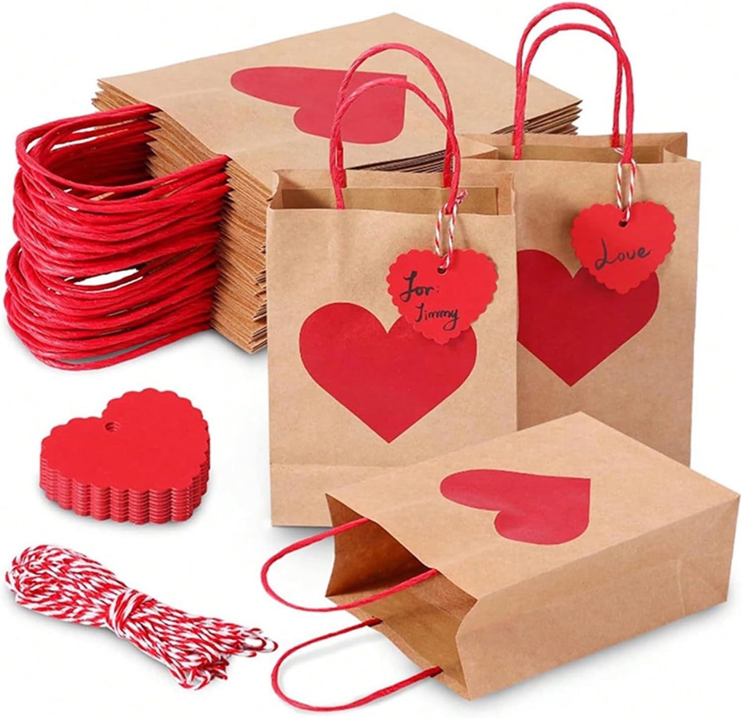 Small Reusable Heart Design Paper Bag Goodie Bag With Gift Tag Gift bag, Carry Bags, gift bag, gift for Gifting, Return Gifts, Birthday, Wedding, Party, Festivals, Events, Gift for Him/Her - Image 2