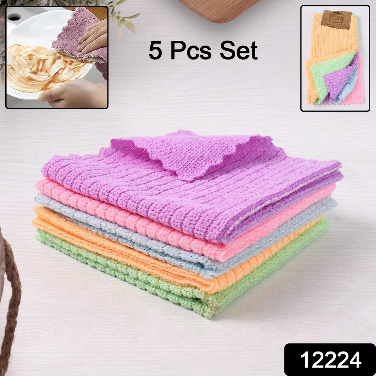 Folded microfiber cleaning cloth for easy use