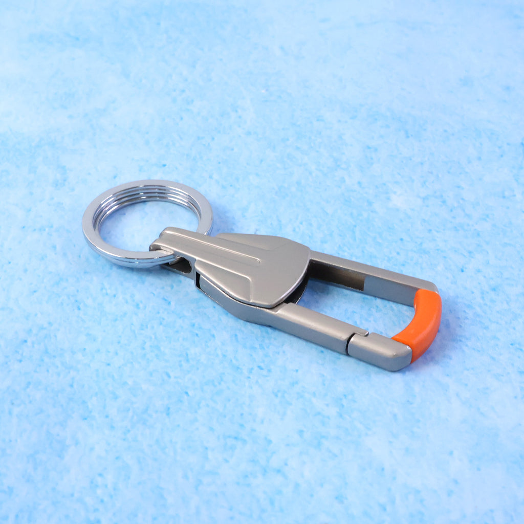 Premium Stylish Metal Key Holder With Safety Lock Clip Keychain (1 Pc)