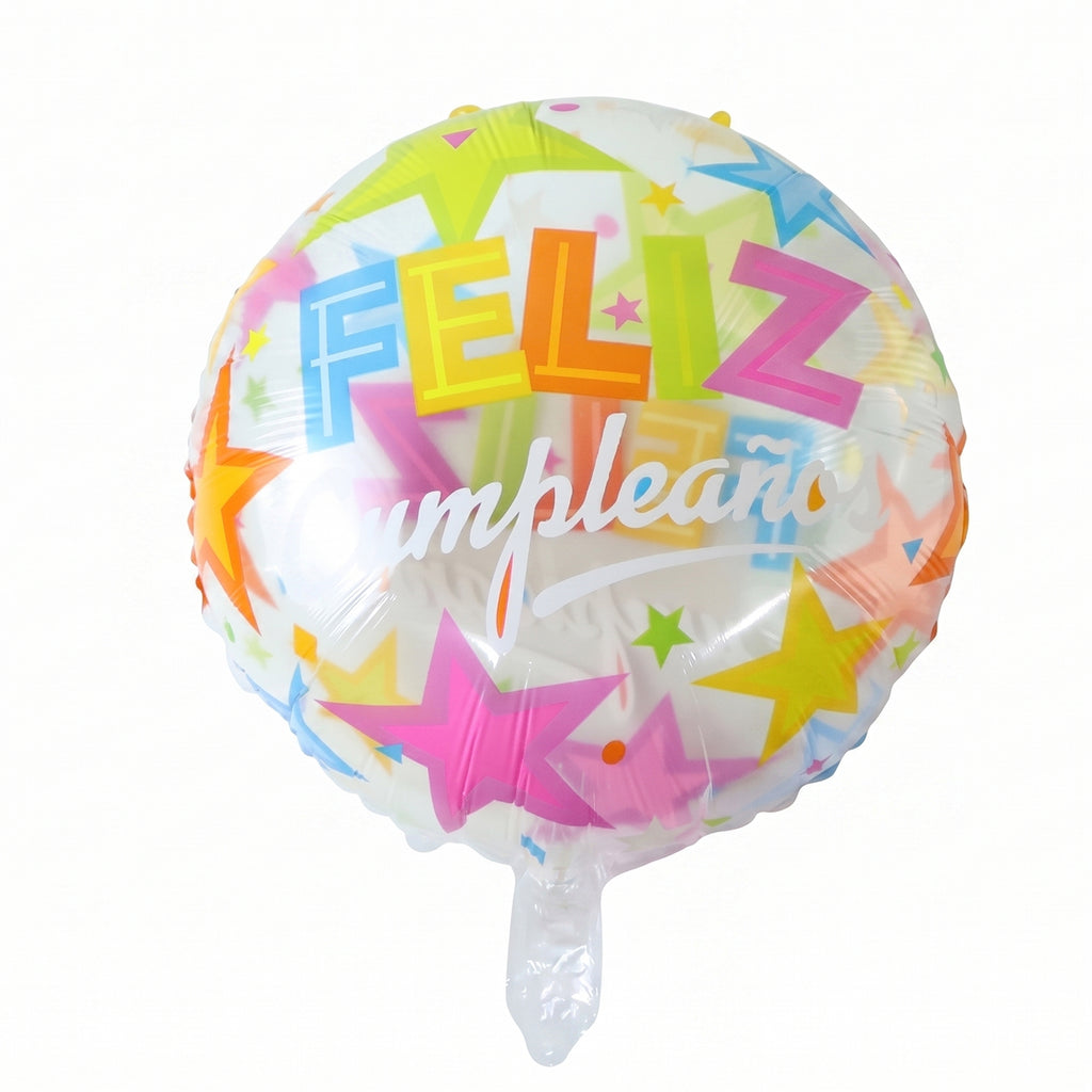 Colorful Feliz Cumpleanos Round Foil Balloon (1 Pc)