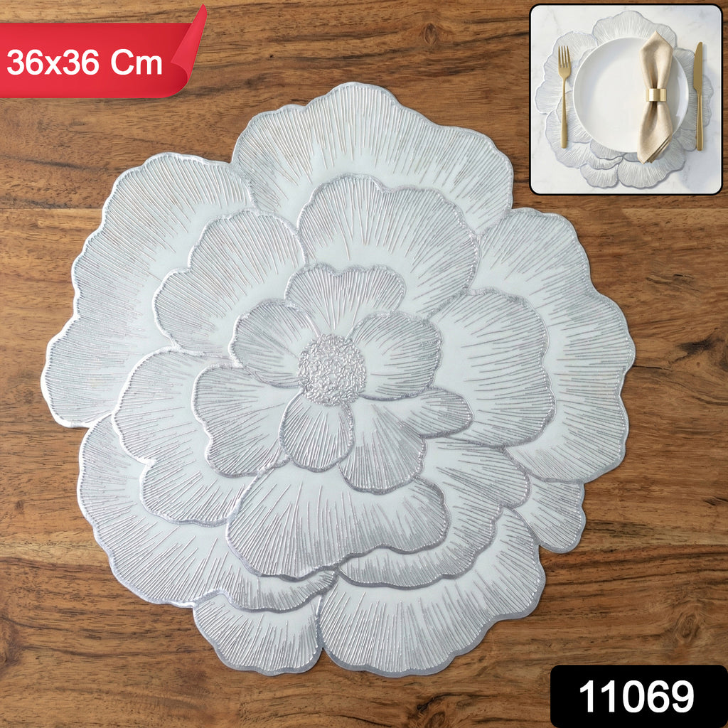 Round Floral Design Pvc Table Mat 1 Pc 36x36 Cm