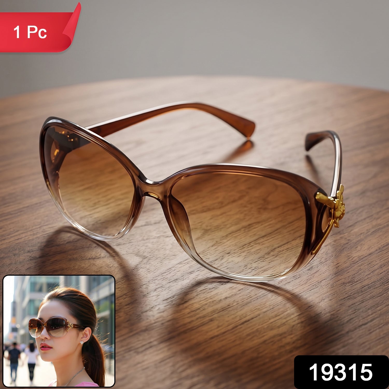 Stylish Oversized Fashion Sunglasses For Women With Gradient Tinted Lenses (1 Pc)
