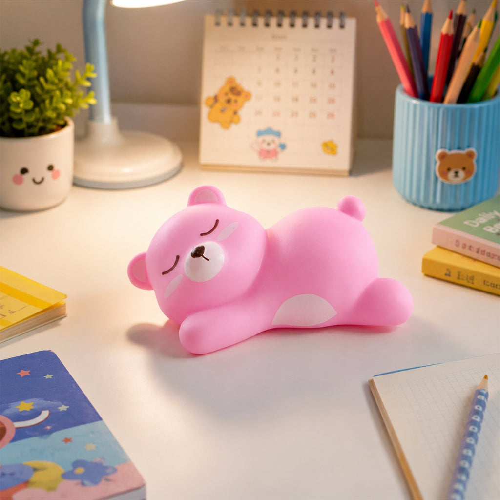 Sleeping Bear Led Night Light Cute Silicone Bedside Lamp For Kids (1 Pc)