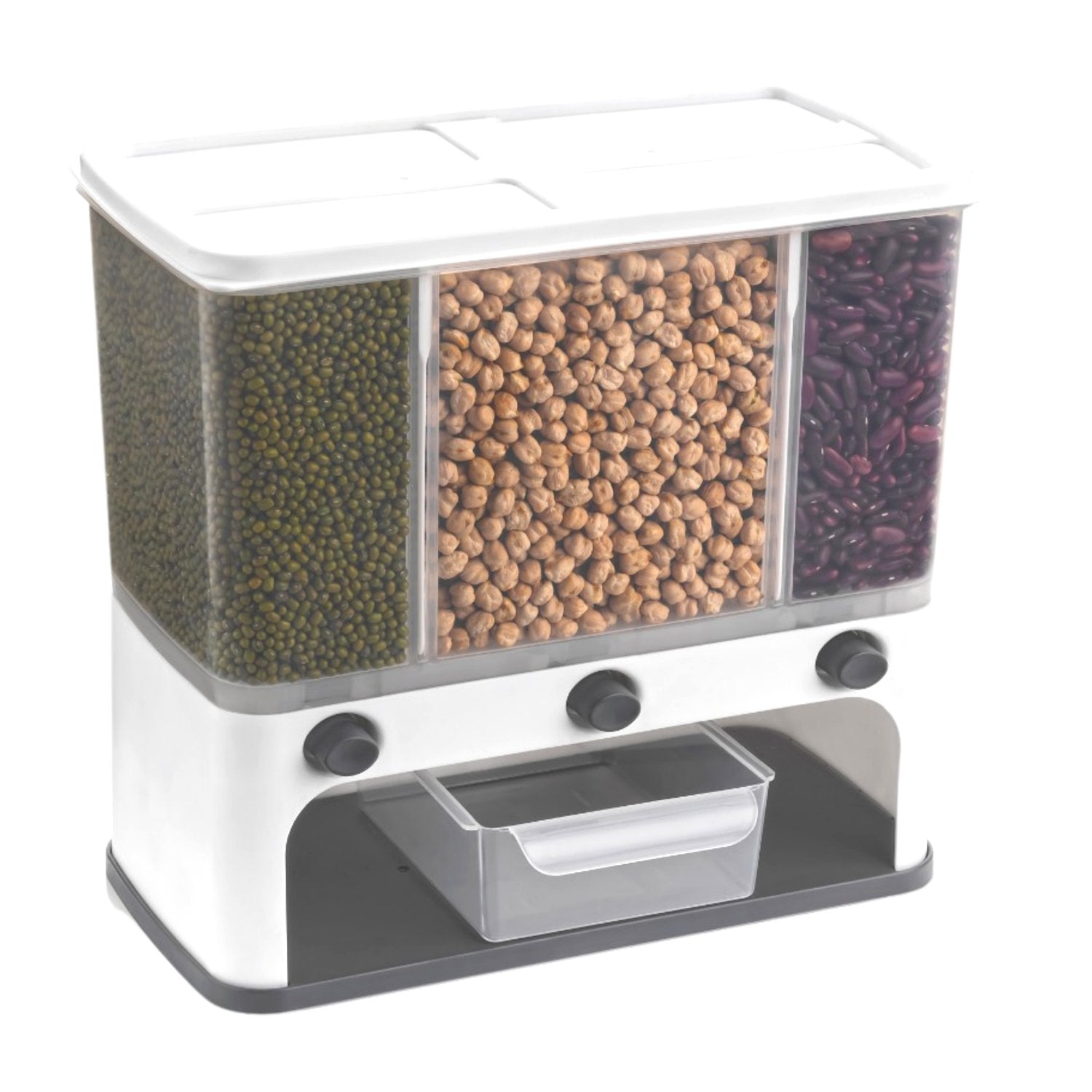 2550 Easy Flow Cereal Dispenser For Kitchen 3 In 1 Push Button Wall Mount Container