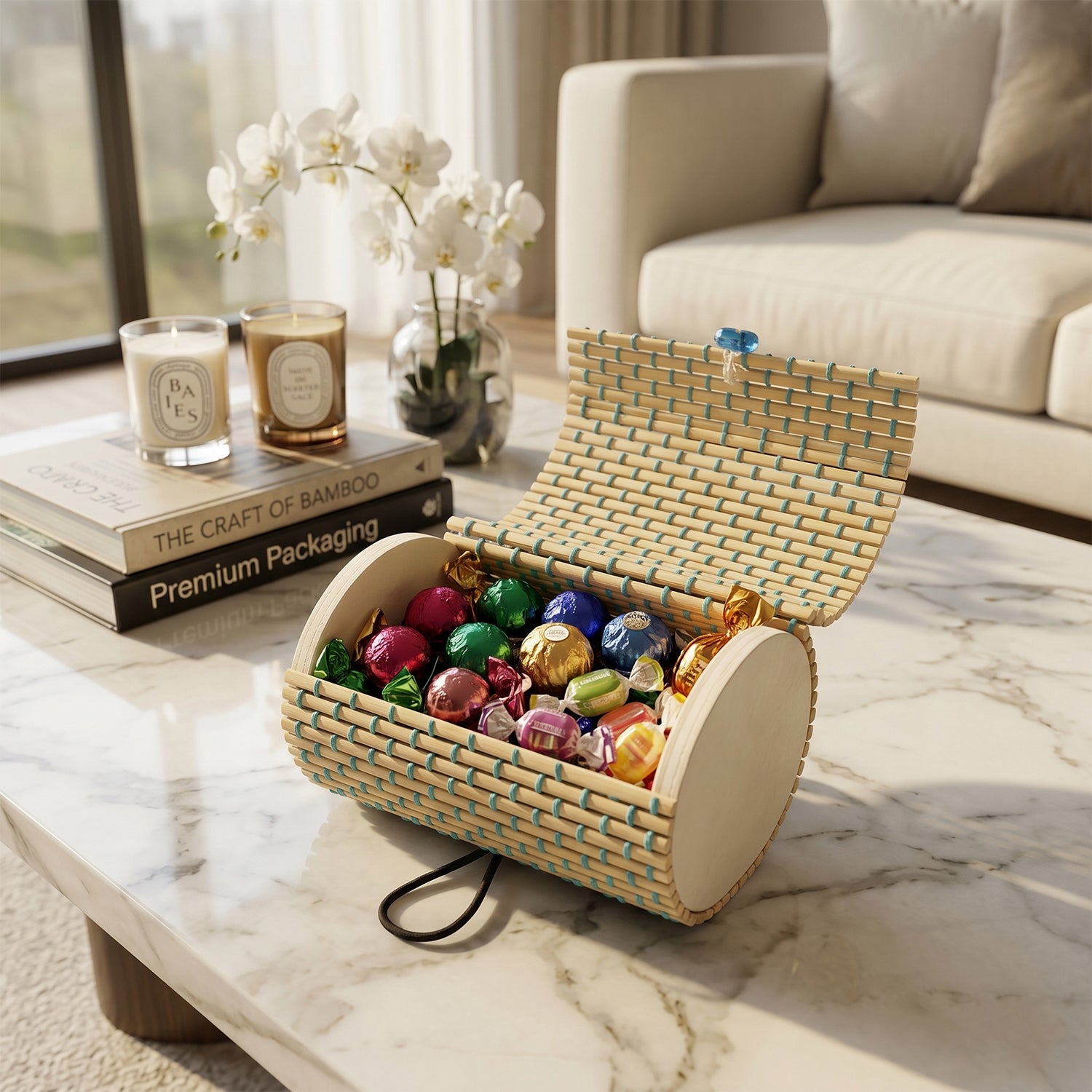 Mini Bamboo Empty Gift Box Decorative Candy Chocolate Storage Basket (1 Pc)