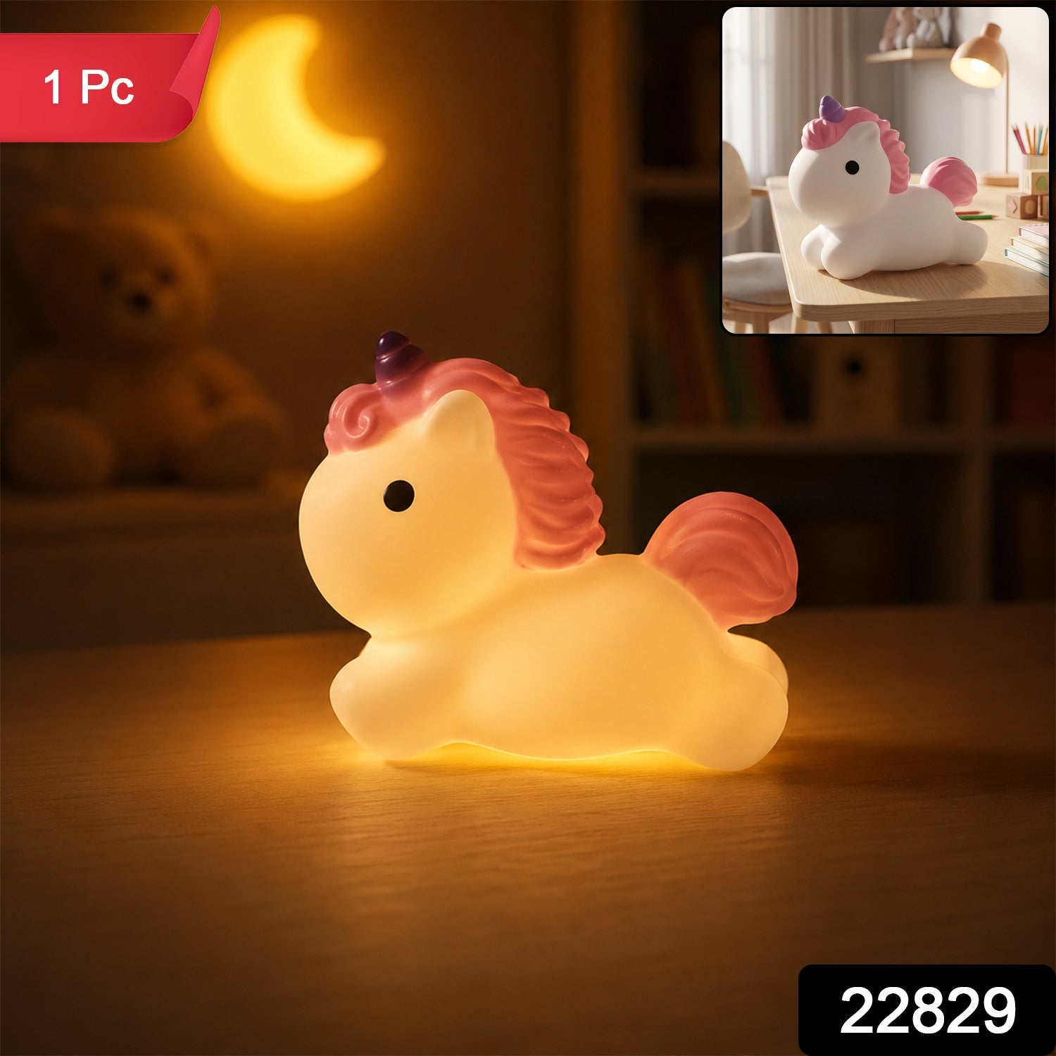 Unicorn Led Night Light Cute Silicone Bedside Lamp For Kids (1 Pc)
