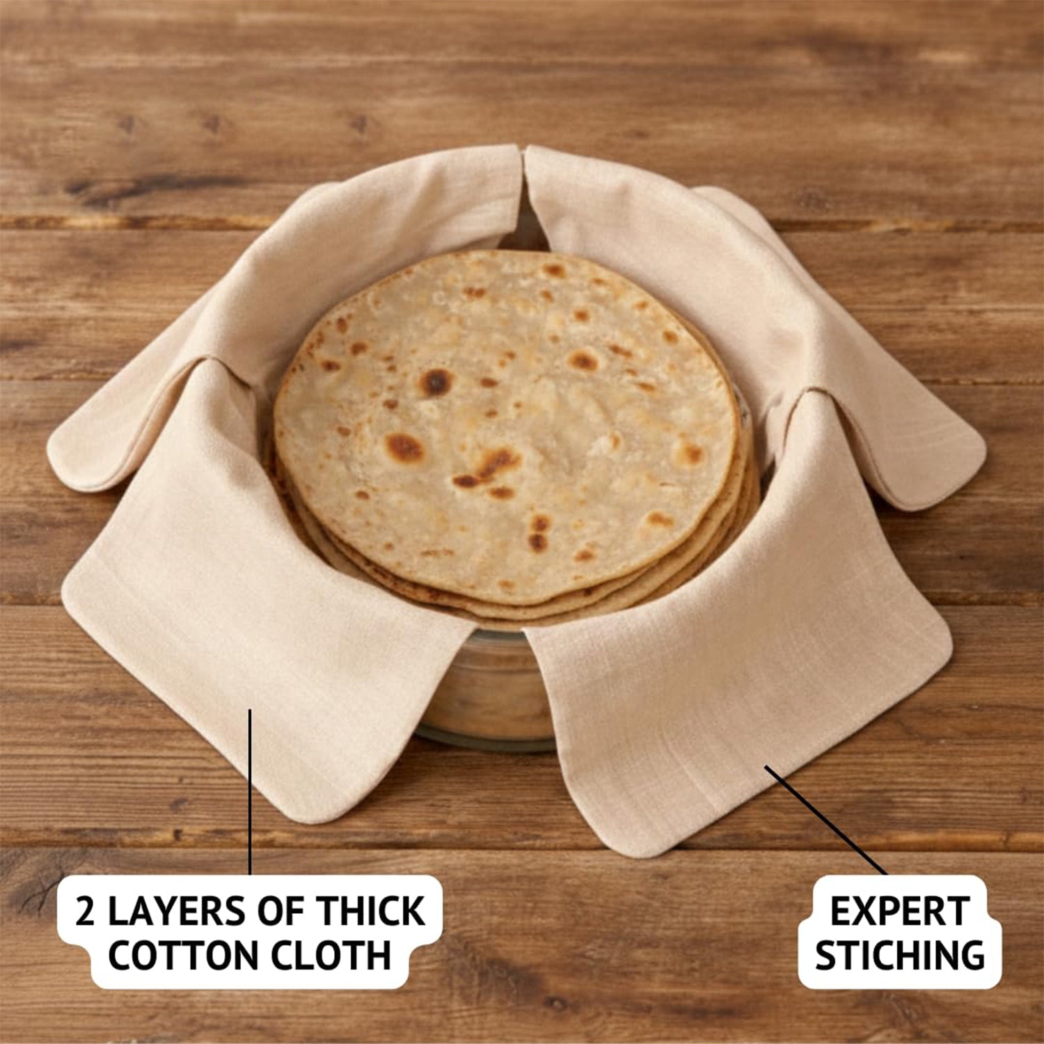 Pure Cotton Roti Mate Cloth Round Roti Cover (51  51 Cm 1 Pc)