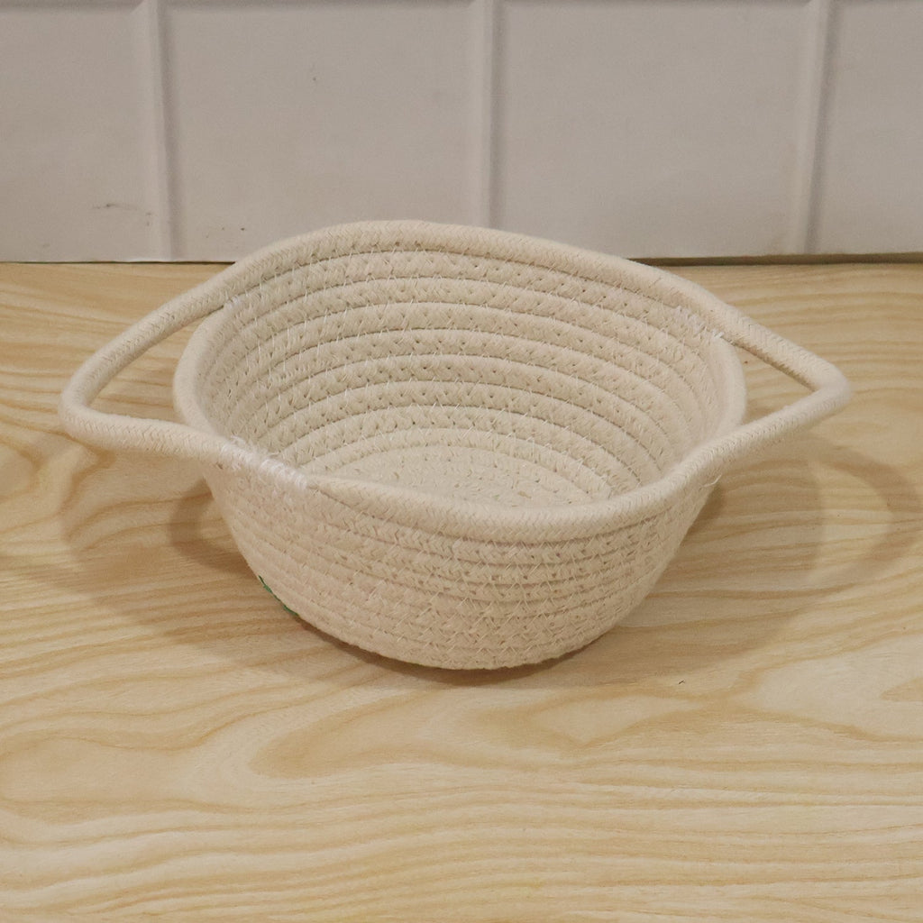 Cotton Rope Woven Storage Basket With Handles For Toys And Organizing (1 Pc)