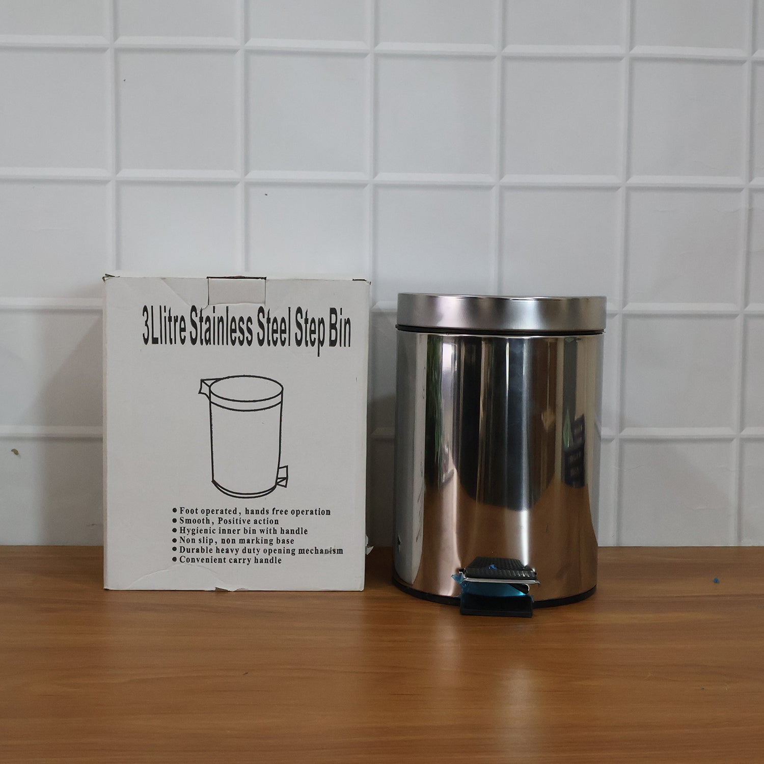 Premium Stainless Steel Pedal Dustbin With Close Lid (1 Pc3 Ltr)