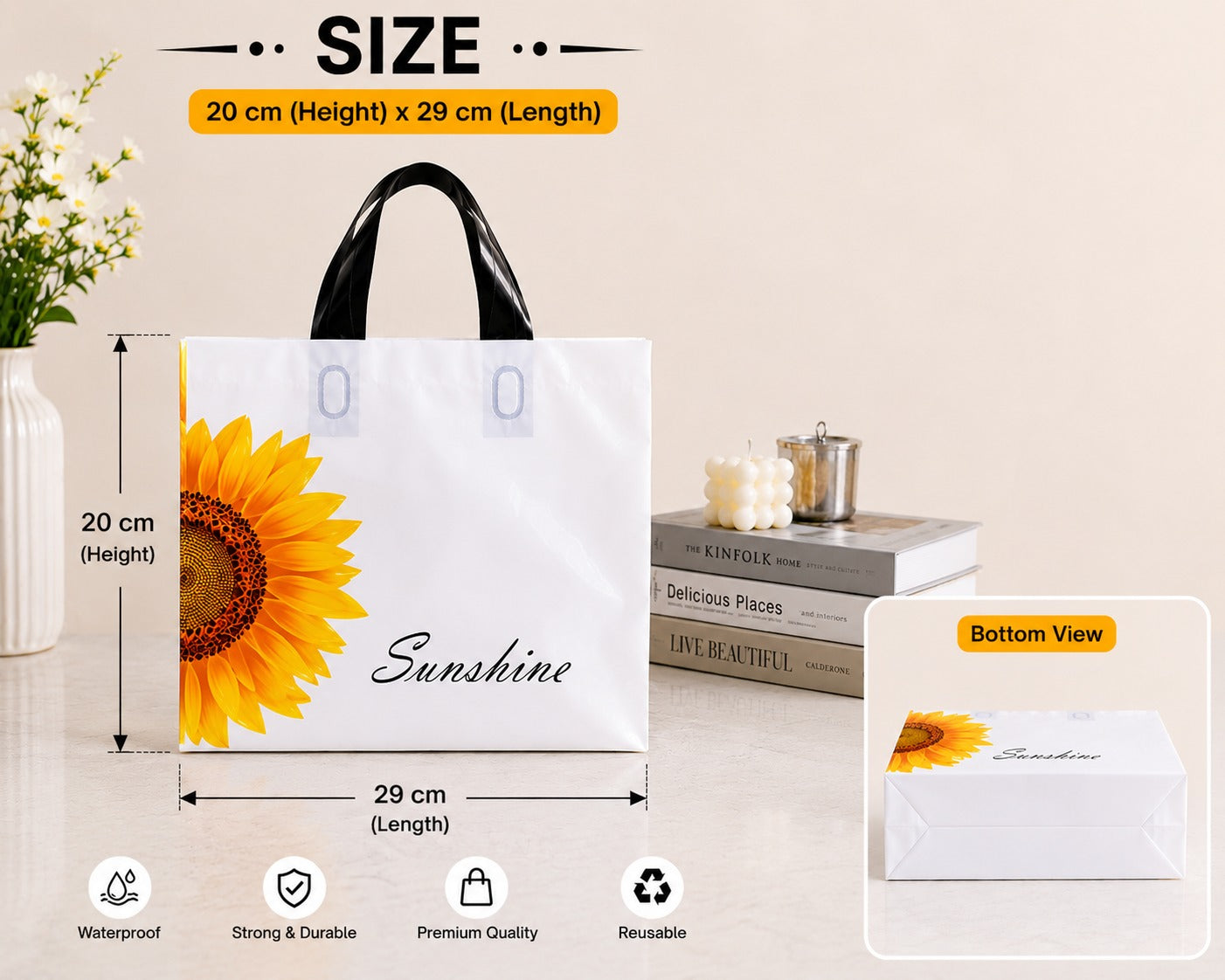 Premium Printed Frosted Plastic Gift Tote Bags | Reusable Carry Bags for Return Gifts, Hampers & Party Packaging (5 Designs Available) - Image 13