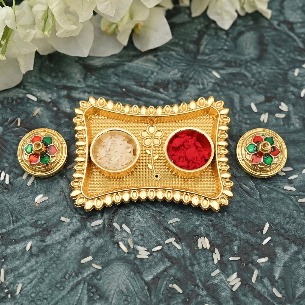 Kumkum Holder  Elegant Meenakari Floral Design For Pooja