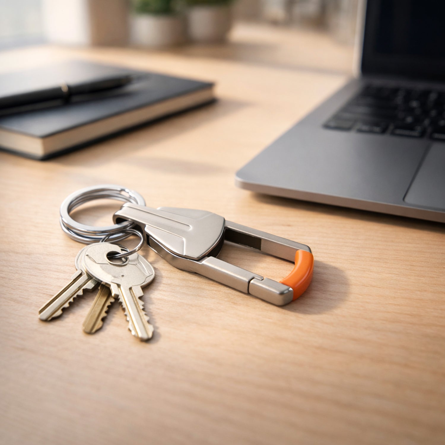 Premium Stylish Metal Key Holder With Safety Lock Clip Keychain (1 Pc)
