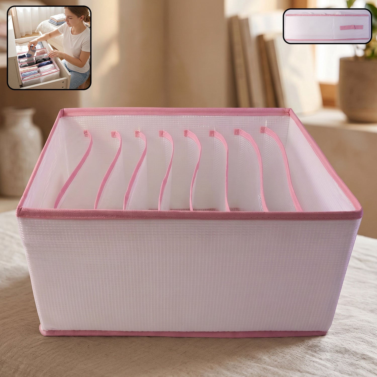 9 Section Foldable Clothes Organizer Wardrobe Drawer Storage Box For Jeans (1 Pc)