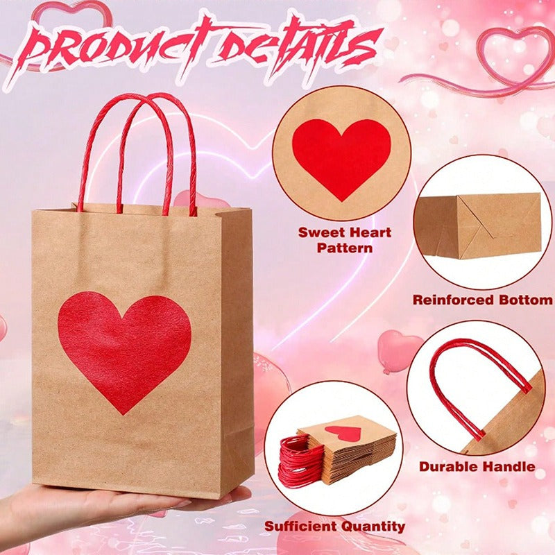 Small Reusable Heart Design Paper Bag Goodie Bag With Gift Tag Gift bag, Carry Bags, gift bag, gift for Gifting, Return Gifts, Birthday, Wedding, Party, Festivals, Events, Gift for Him/Her - Image 4