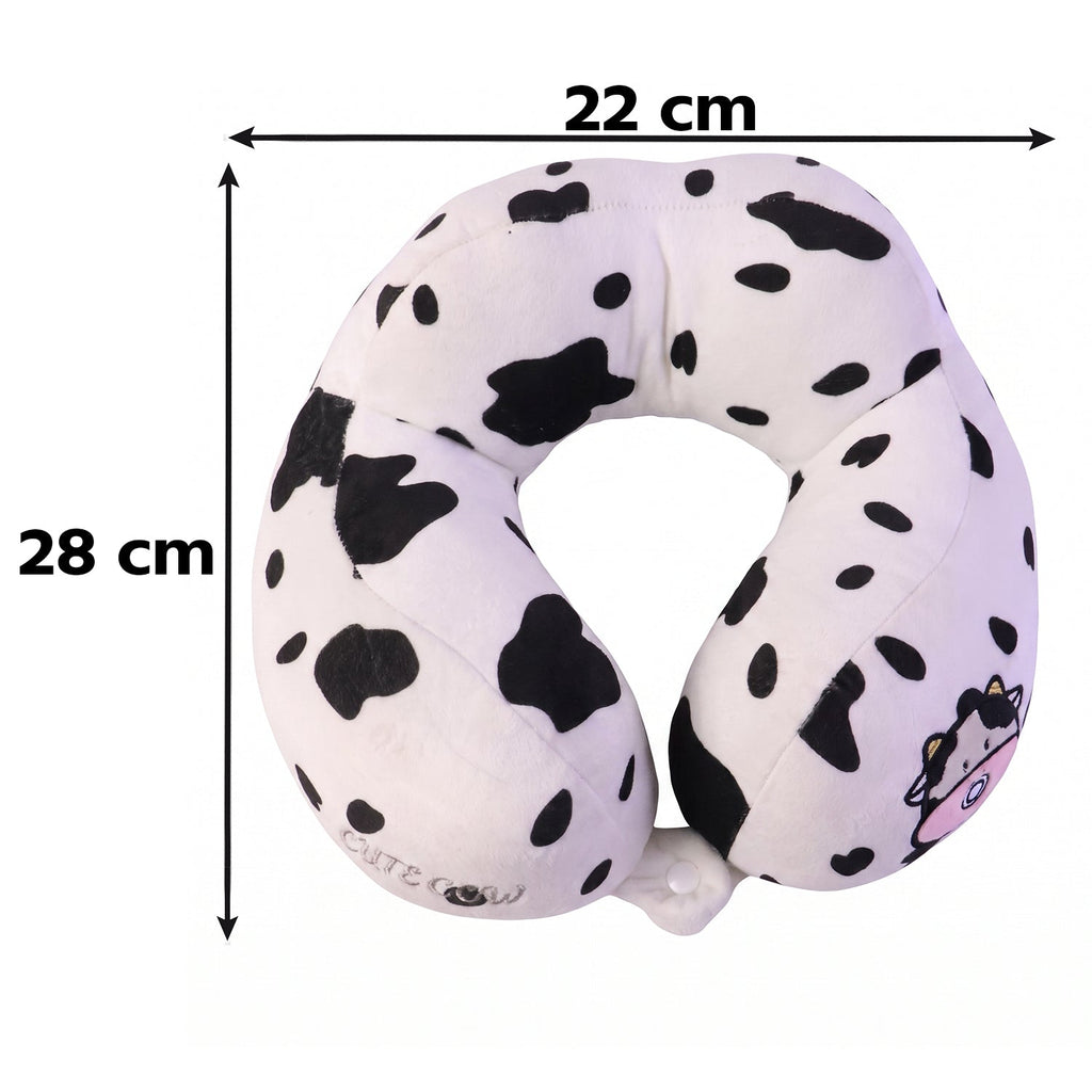 U-shaped Travel Neck Pillow Cute Cow Print Soft Plush Pillow For Travel (1 Pc)