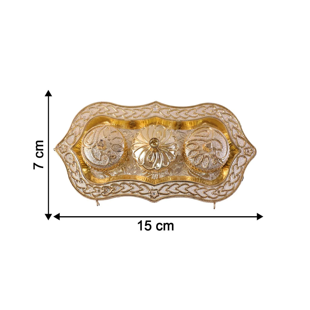 Triveni Kankavati Kumkum Holder With 3 Compartments For Puja And Tilak (1 Pc)
