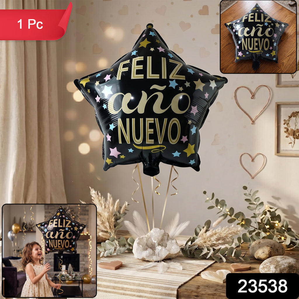 Black Star Feliz Ano Nuevo Foil Balloon For Celebration (1 Pc)