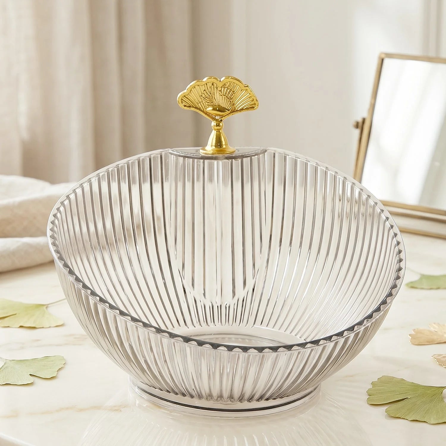 Premium Plastic Decorative Fruit Bowl With Gold Accent For Dining Table (1 Pc)