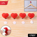 Multipurpose Cabinet Door Handle Drawer Heart-shaped Knob Pulls Toilet Press Button (4 Pc)