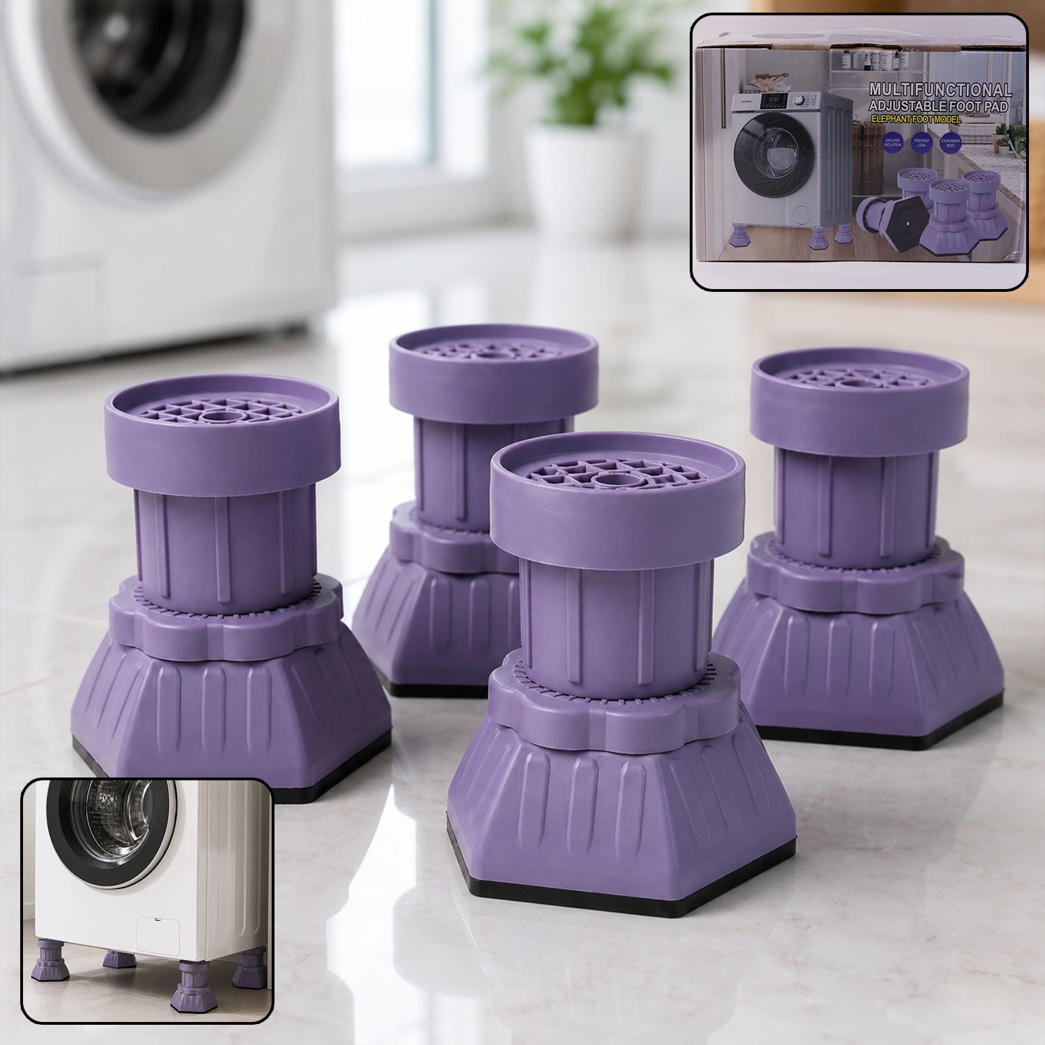 Multifunctional Adjustable Foot Pads Furniture Leg Levelers Anti-slip (4 Pc Set)