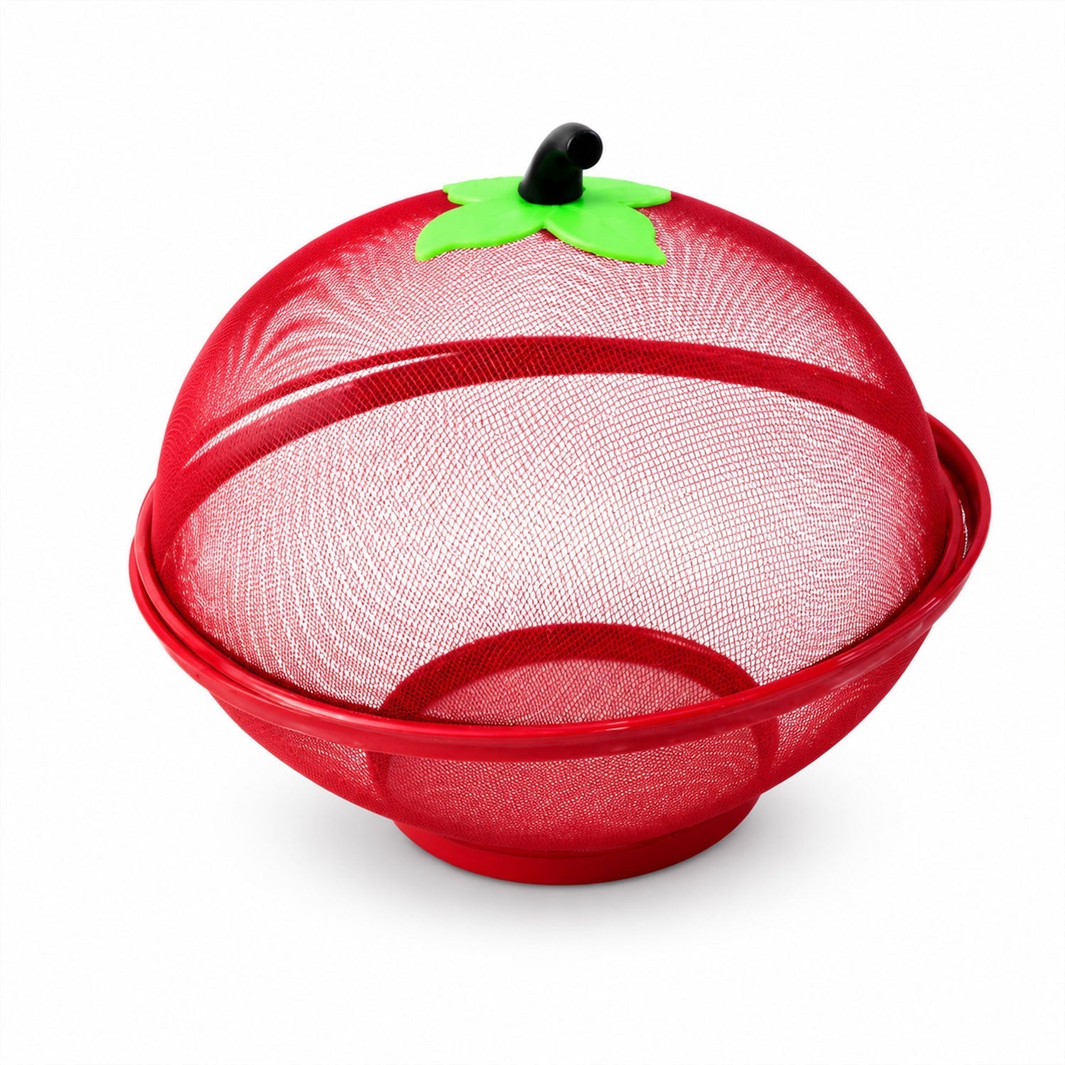 Metal Net Fruit Basket With Apple Shaped Dome Cover For Kitchen Use (1 Pc)