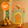 Affordable peach Rajwadi hamper Multipurpose Decorative Folding Paper Cardboard Box DIY Box for Gift Hamper, Diwali Gifting, Wedding gifing (Small) - Image 1