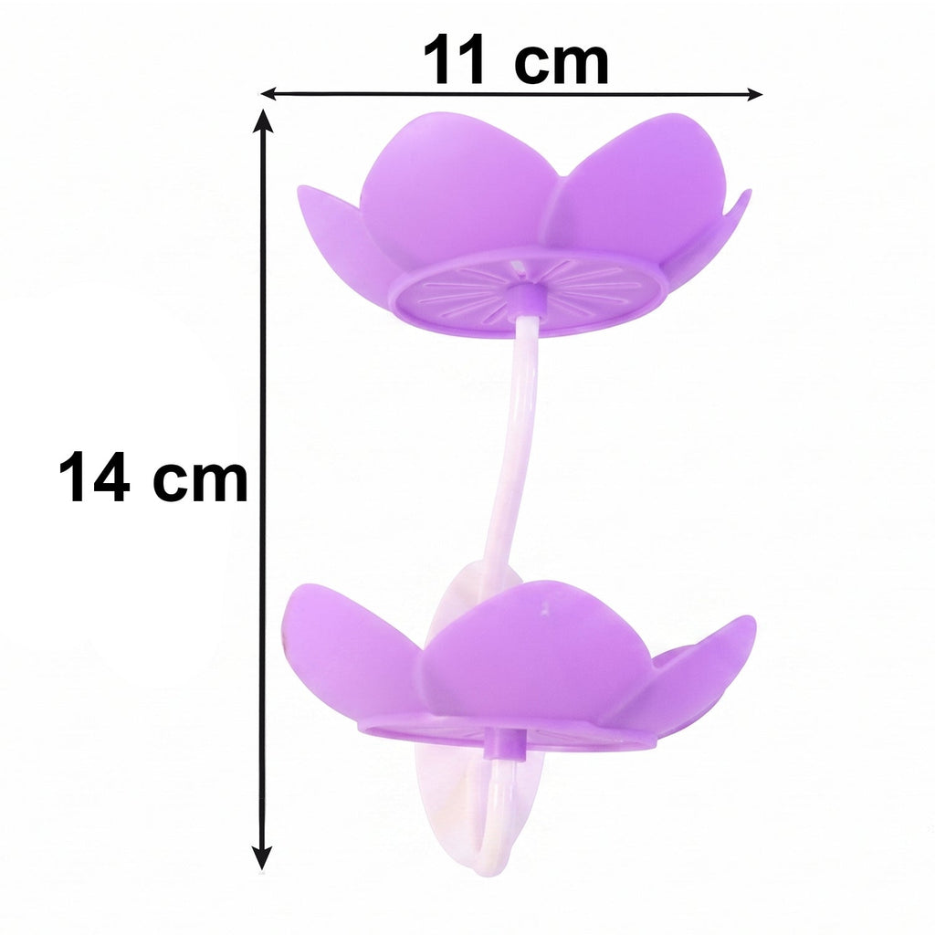 Flower Shape Double Layer Plastic Soap Dish Wall Mounted Holder (1 Pc)