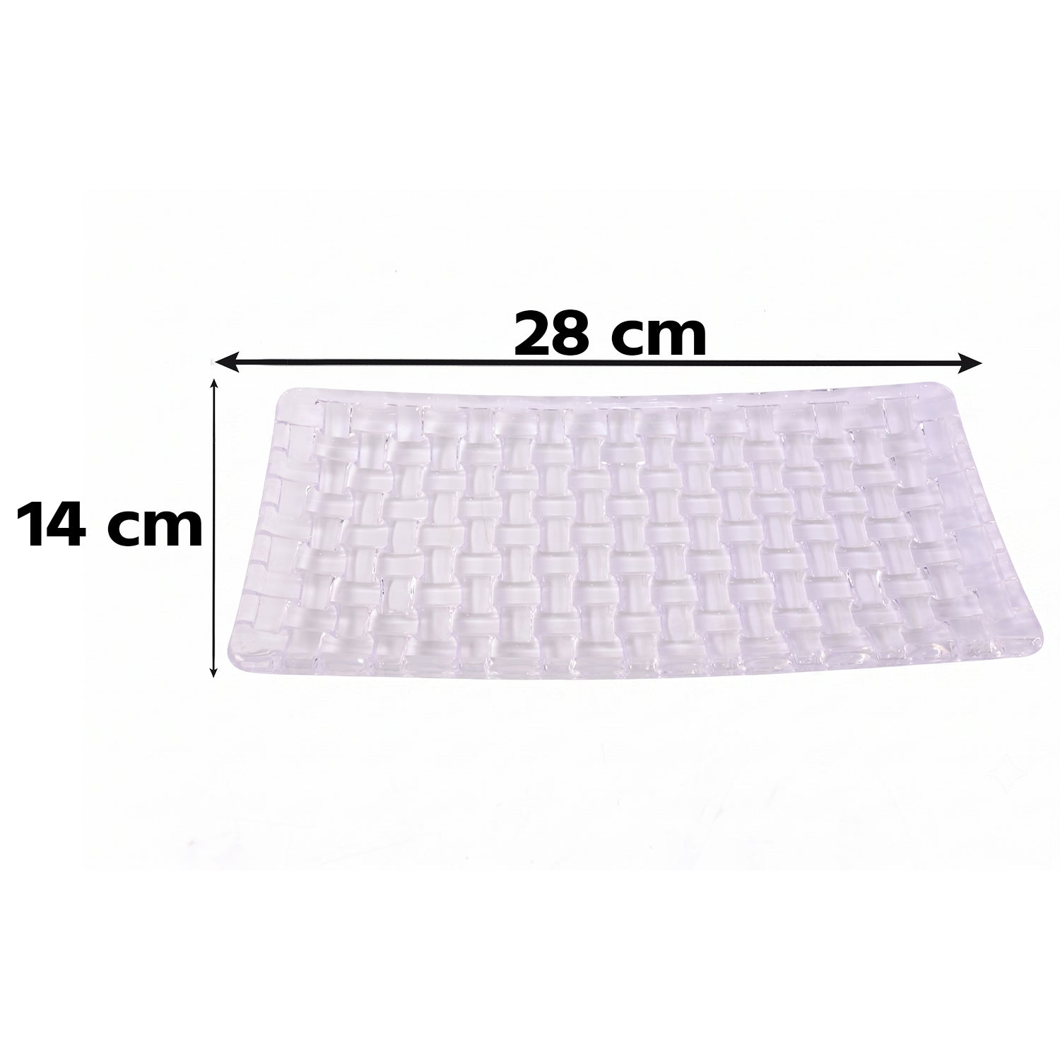 Transparent Glass Serving Tray 11 Inch Rectangular Basketweave Platter (1 Pc)