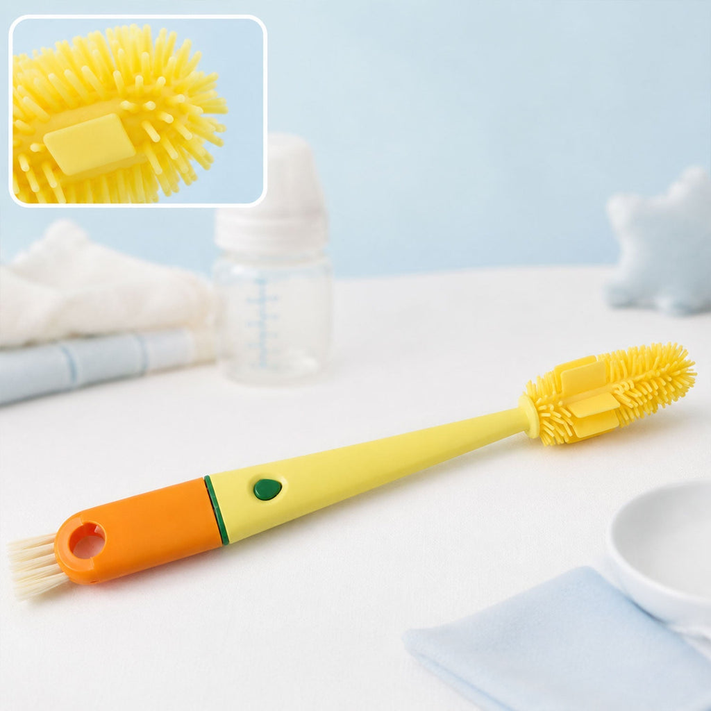4 In 1 Silicone Bottle Cleaning Brush With Nipple Brush Long Handle (1 Pc)