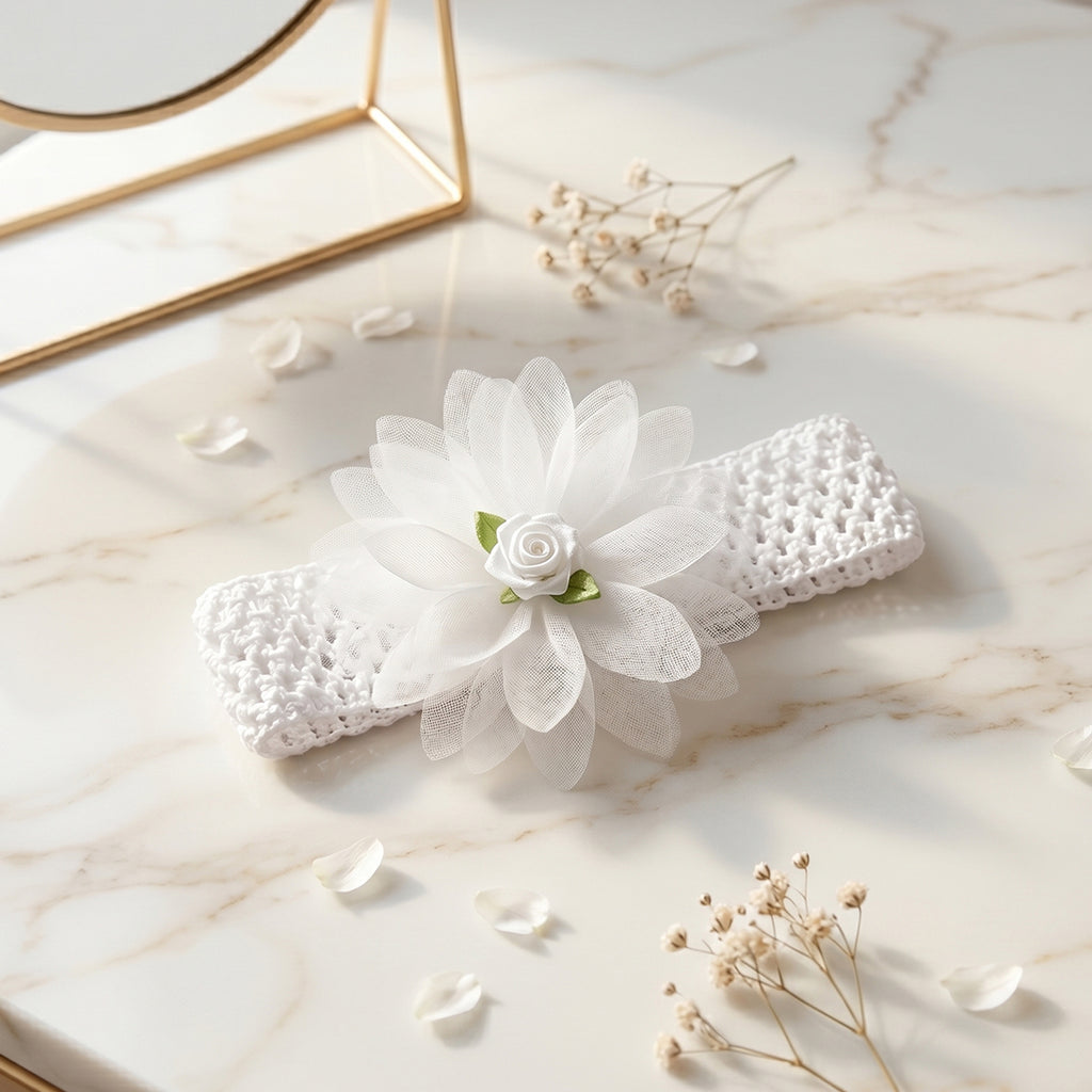 Cute Soft Elastic Floral Baby Headband Stylish Stretchable Hair Band (1 Pc)
