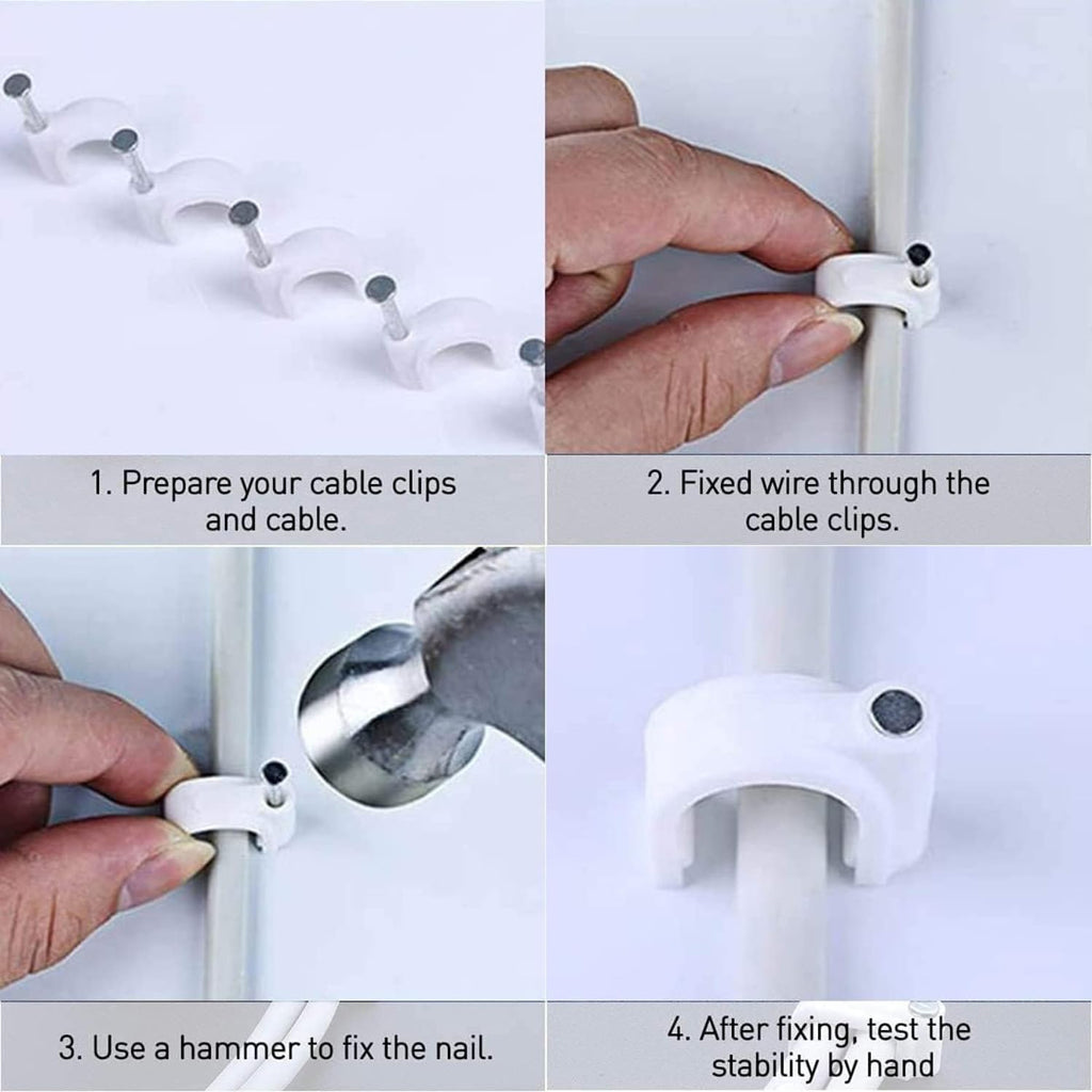 Premium Cable Management Nail Clips For Wire Organization (100 Pc  6mm)