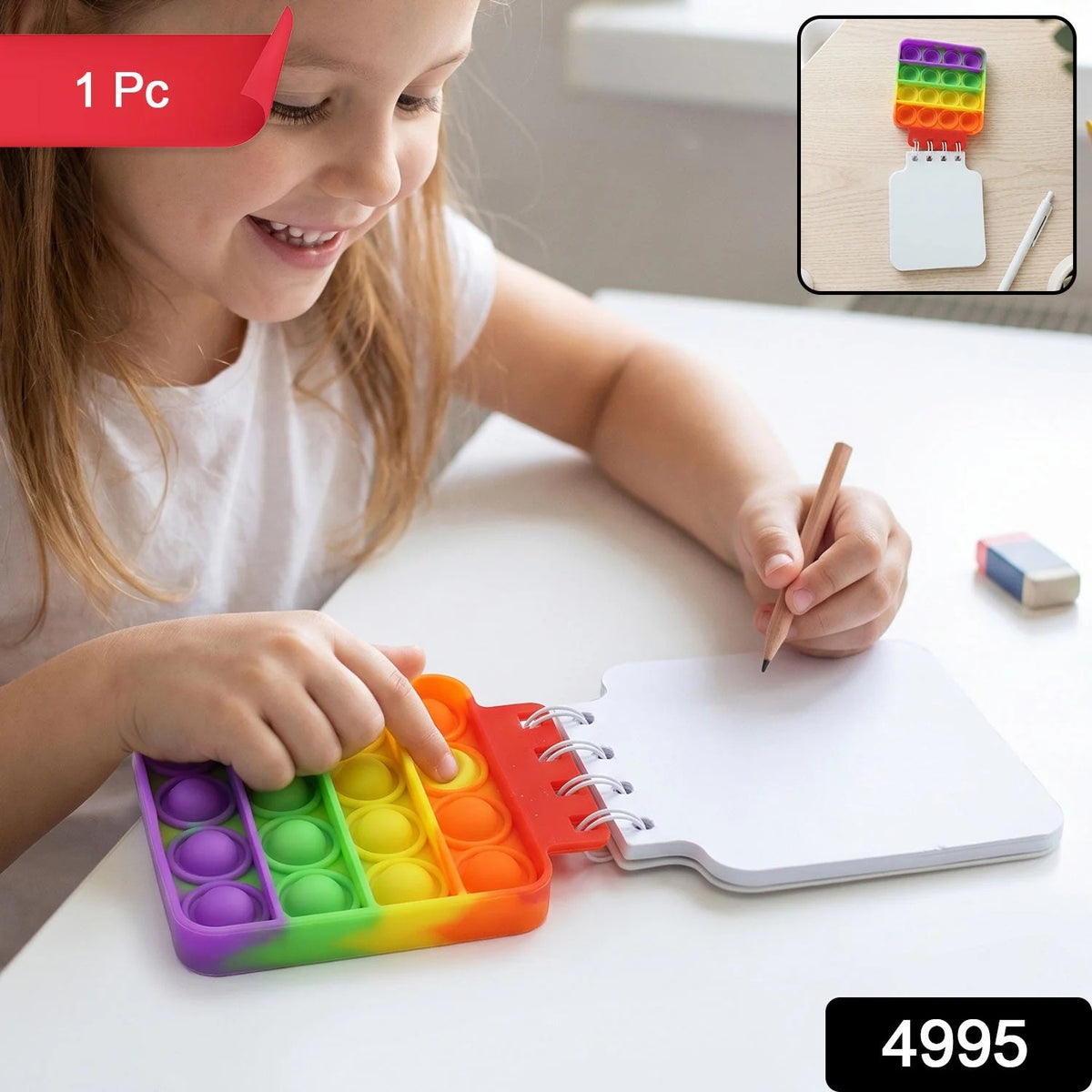 4995 Square Pop It Fidget Spiral Notebook Bubble Push Pop Fidget Silicon Toy Book Stress Relief Anxiety School Stationery Notebook.