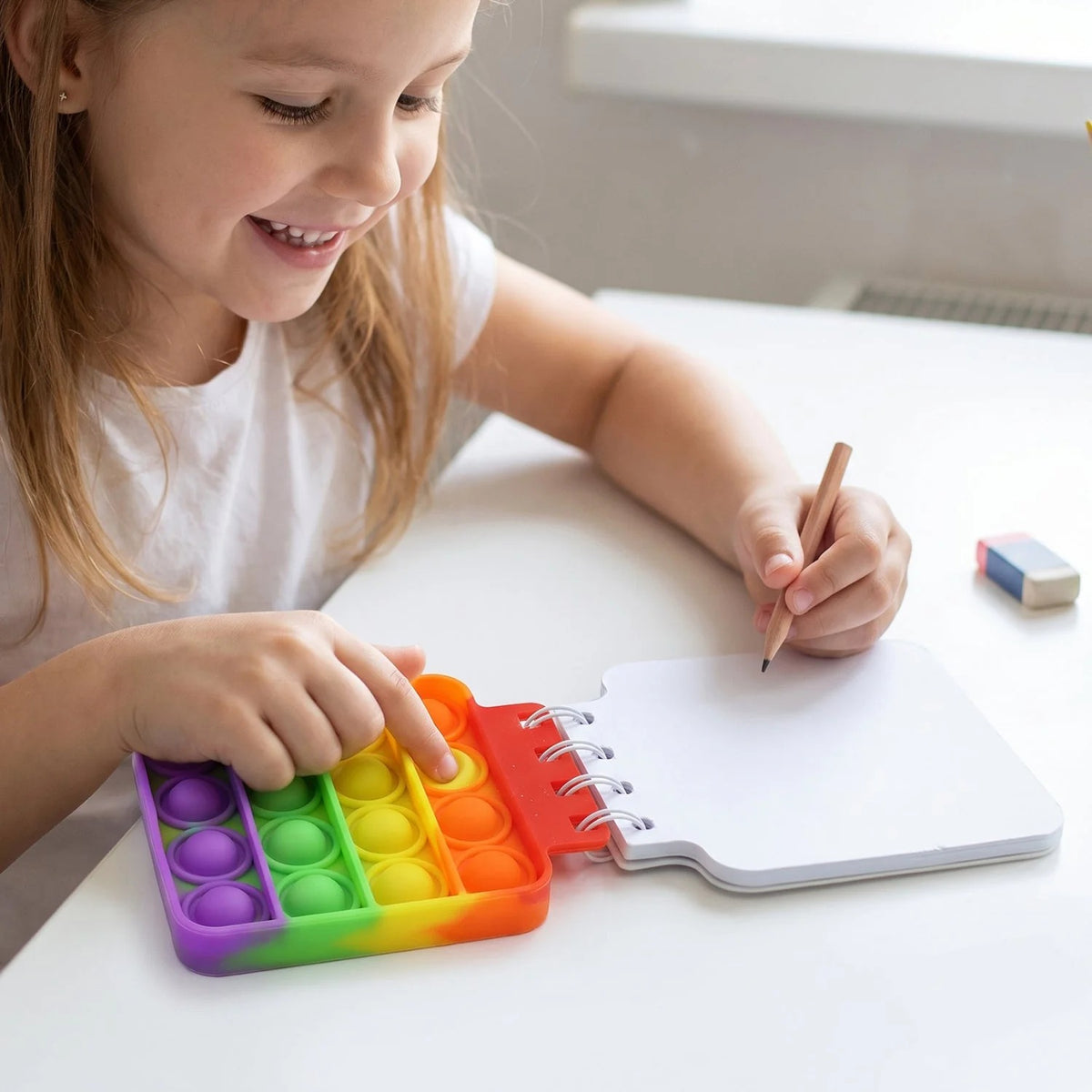 4995 Square Pop It Fidget Spiral Notebook Bubble Push Pop Fidget Silicon Toy Book Stress Relief Anxiety School Stationery Notebook.