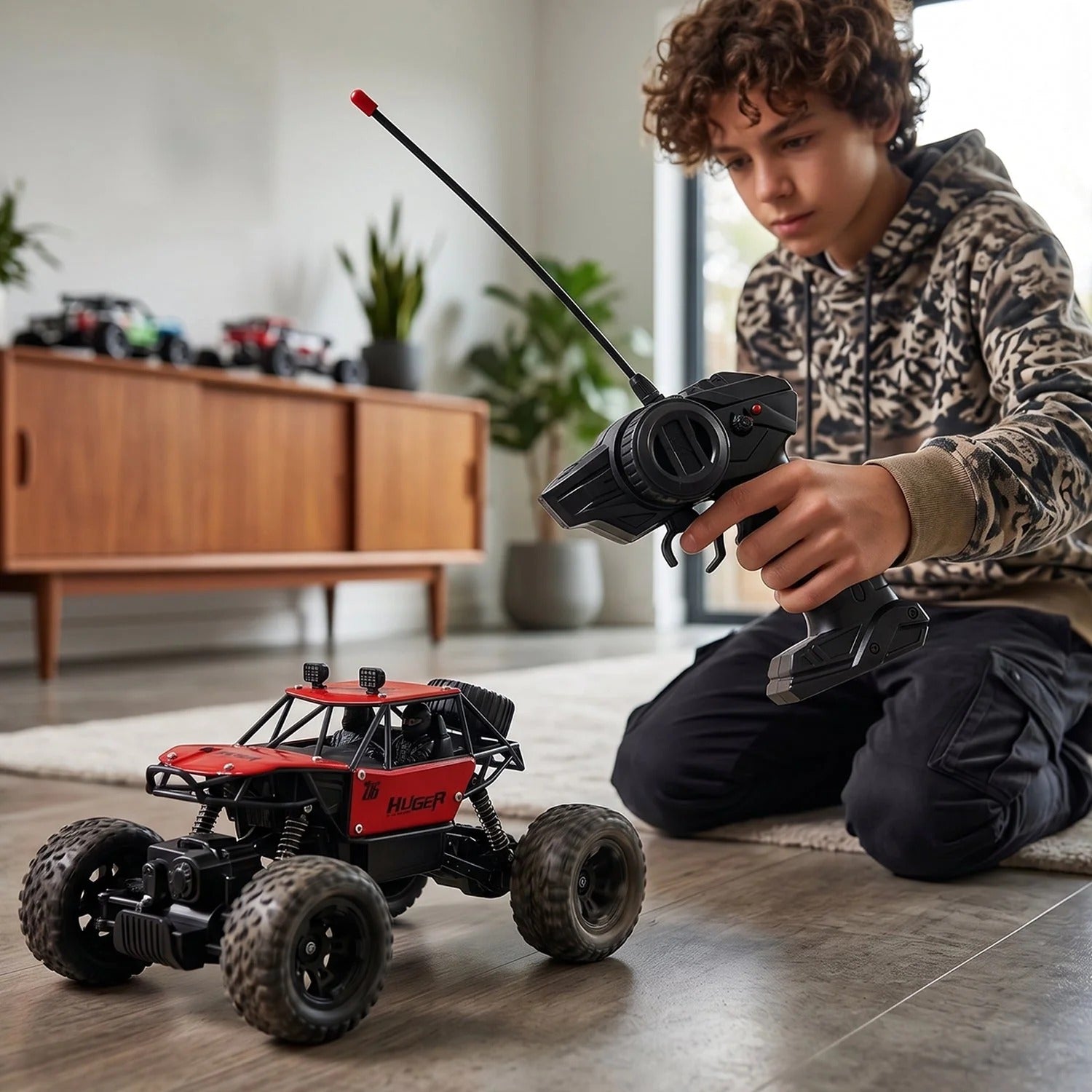 17816   118 Scale Rock Crawler Monster Rc Truck All Terrain Stunt Racing Car Rechargeable Indoor Outdoor Toy Car
